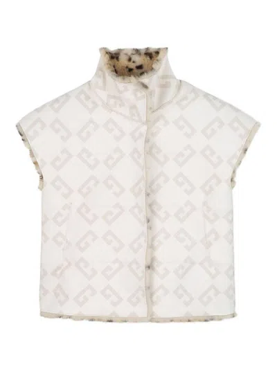 Givenchy Kids Gilet With Leopard Print Faux Fur Lining In White