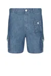 Givenchy Denim Bermuda Shorts With Pockets And Loops In Denim Blue