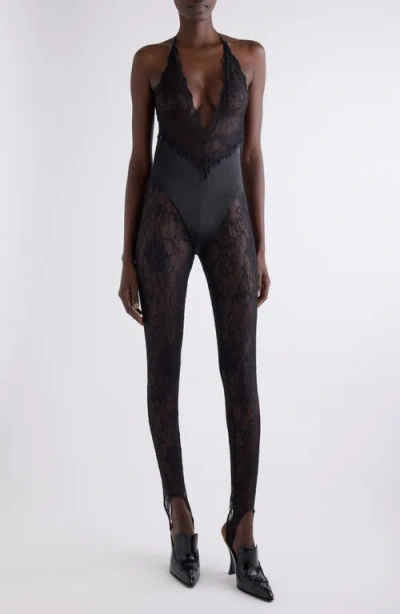 Givenchy Chandelier Lace & Jersey Bodysuit In Black