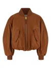Givenchy Cropped Cocoon Bomber In Nappa Leather In Brown