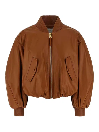 Givenchy Cropped Cocoon Bomber In Nappa Leather In Brown