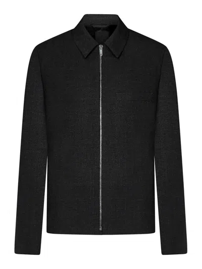 Givenchy Camicia Con Zip In Tessuto Garzato Colore: Graffite In Gray