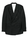 Givenchy Stripe-pattern Double-breasted Blazer In Black