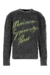 Givenchy Mohair Blend Crew Neck Sweater With Graphic Print In Charcoal