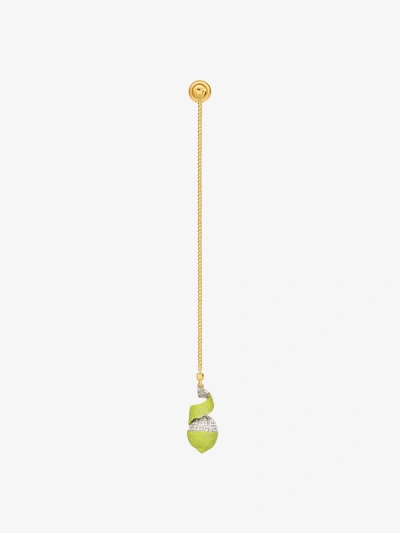 Givenchy Charm Lemon Earring In Metal And Enamel With Crystals In Gold