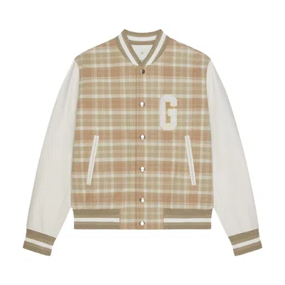 Pre-owned Givenchy Check Classic Varsity Jacket 'white/beige' | Men's Size 52