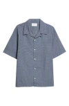Givenchy Checkered Short-sleeved Cotton Shirt For Men In Blue