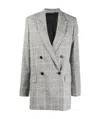 Givenchy Check-pattern Double-breasted Blazer In Gray