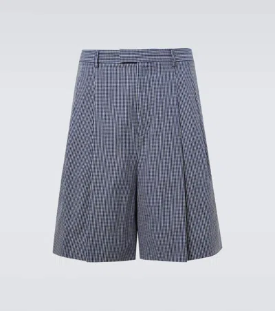 Givenchy Checked Cotton Bermuda Shorts In Blue