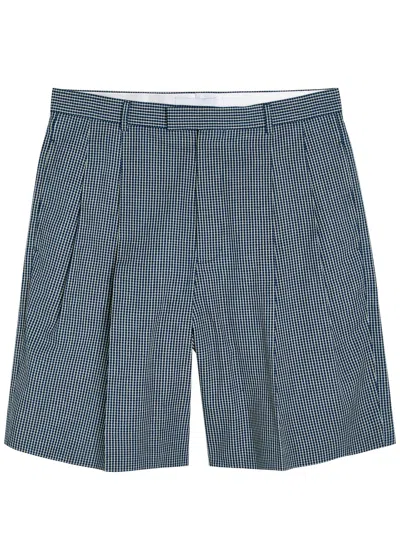 Givenchy Checked Cotton Shorts In Blue