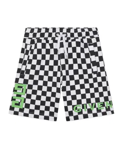 Givenchy Kids' Checked Cotton Shorts In White