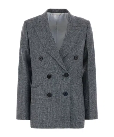 Givenchy Checked Double-breasted Blazer In Gray