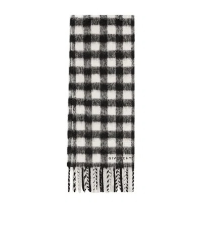 Givenchy Checked Scarf In Alpaca Wool In Black