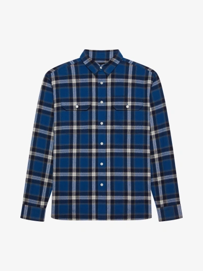 Givenchy Checked Shirt In Cotton In Blue