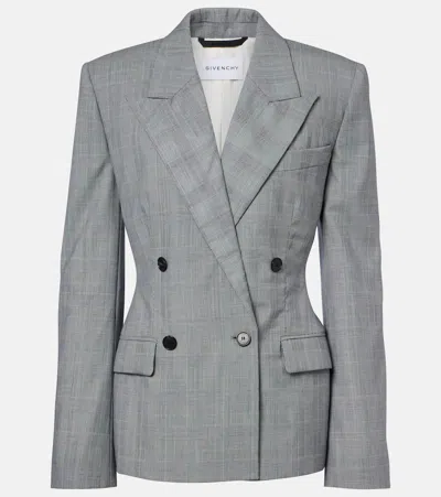 Givenchy Checked Wool Jacket In Gray
