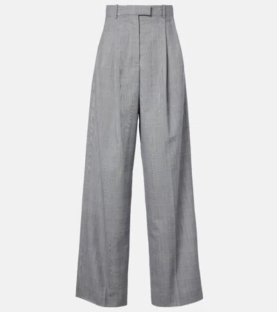 Givenchy Checked Wool Wide-leg Pants In Grau
