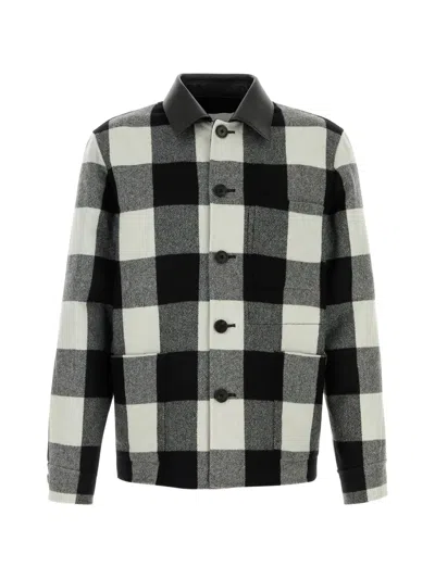 Givenchy Wool Shirt Jacket Collared Neck Check In Black