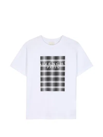 Givenchy Kids' Check-print Logo-print T-shirt In White