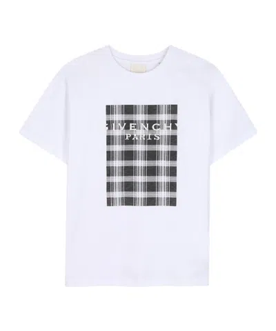 GIVENCHY CHECK-PRINT LOGO-PRINT T-SHIRT