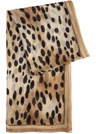 Givenchy Cheetah-printed Silk-satin Scarf In Brown