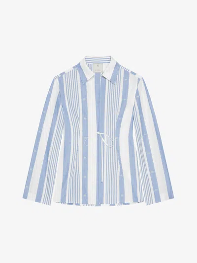 Givenchy Shirt In Cotton And Linen With 4g Stripes In Blue