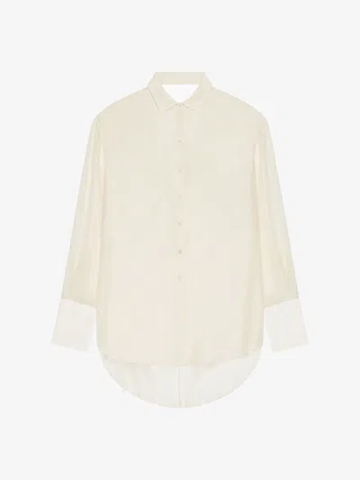 Givenchy Oversized Shirt In Silk And Linen With Draped Back In White