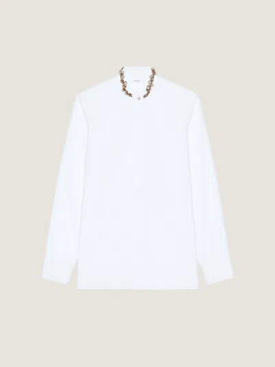 Givenchy Chemise Slim En Popeline Avec Col Brodé De Perles In White