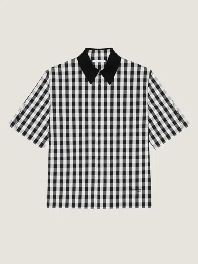 Givenchy Chemise Vichy Couture Seam En Coton Avec Col En Maille In Black