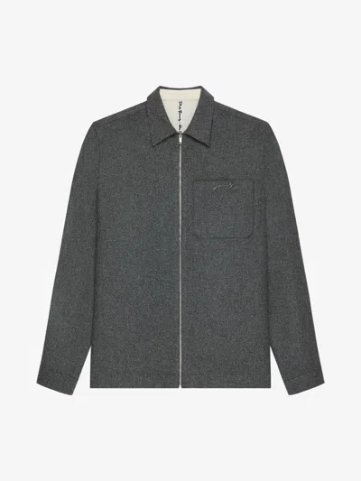 Givenchy Zipped Shirt In Wool In Grey