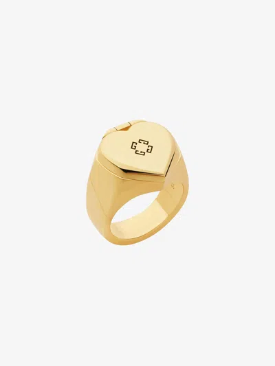 Givenchy Heart Mirror Signet Ring In Metal In Gold/silver