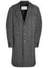 Givenchy Men Wool Blend Coat With Herringbone Motif In Gray