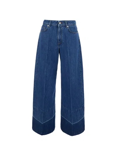 Givenchy Chevron-stitch Wide-leg Jeans In Blue