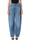 Givenchy Blue Jeans With Logo Patch On The Rear And Wide Leg In Denim Woman In Animal Print