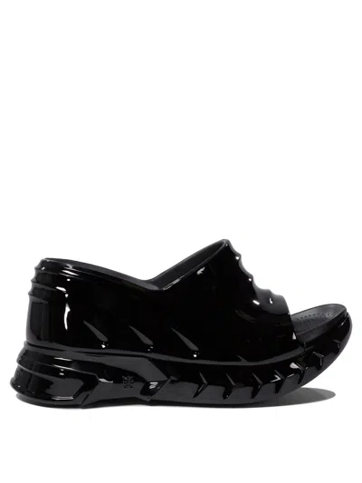 Givenchy Marshmallow Rubber Platform Wedge Mules In Black