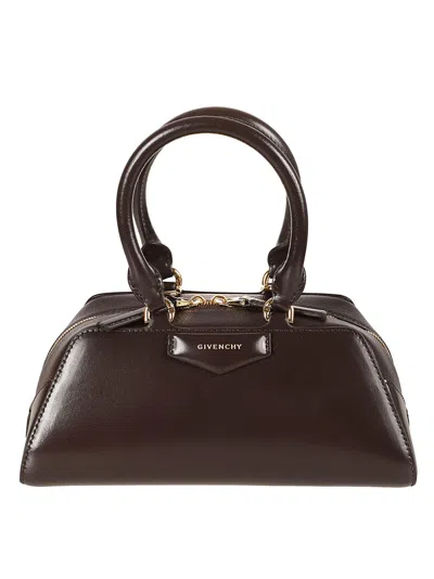 Givenchy Chocolate Calf Leather Antigona East/west Bag In Black