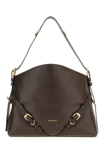 Givenchy Chocolate Leather Medium Voyou Shoulder Bag In Brown