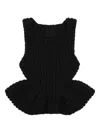 Givenchy Slim Fit Peplum Top In Waffle Wool In Black