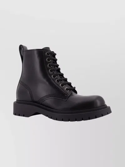 GIVENCHY CHUNKY SOLE ROUND TOE LEATHER ANKLE BOOTS