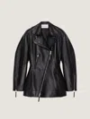 Givenchy Cinched Biker Jacket In Leather In Black