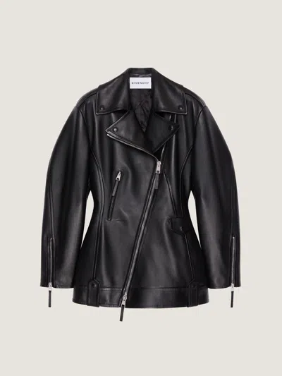 Givenchy Cinched Biker Jacket In Leather In Black