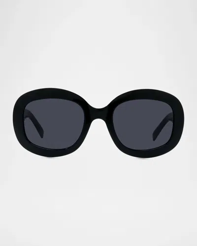 Givenchy City 52mm Round Sunglasses In Shiny Blac