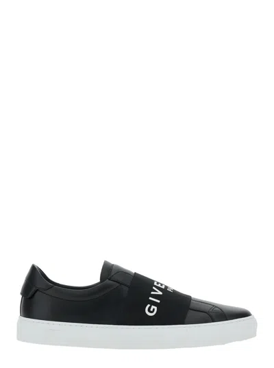 Givenchy City Court Black Sneakers With Elastic Band And Logo Lettering On The Front In Leather Man