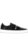 Givenchy Calfskin Leather Sneakers With Printed Logo And Contrasting Sole In Black