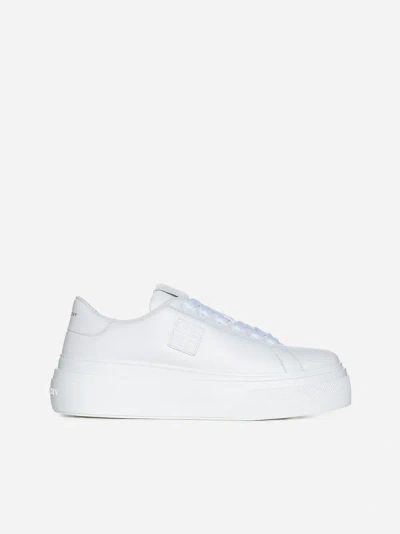 Givenchy City Leather Platform Sneakers In White
