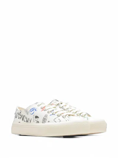 Givenchy City Low Graffiti Sneakers In White