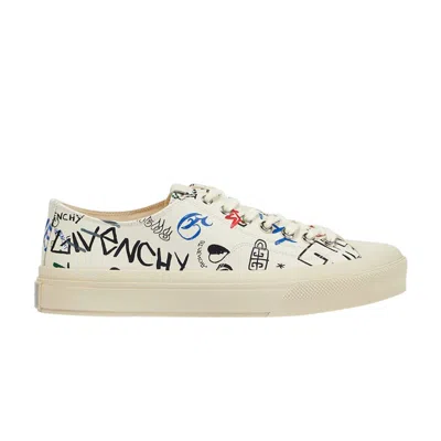 Pre-owned Givenchy City Printed Leather Low 'scribbled' | Cream | Men's Size 41 In White