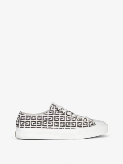 Givenchy City Sneakers In 4g Jacquard In Black/white