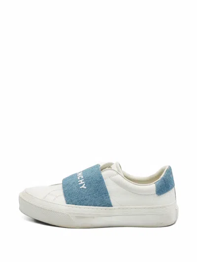 Pre-owned Givenchy City Sport Denim-panel Sneakers In White
