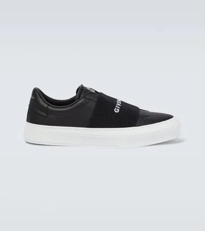 Givenchy City Sport Leather Sneakers In Black