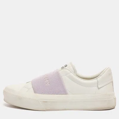 Pre-owned Givenchy City Sport Size 38 White/purple Leather Slip On Sneakers